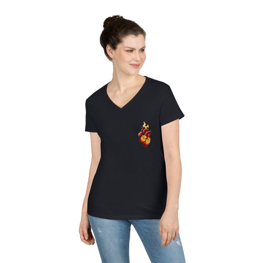 Ladies' V-Neck T-Shirt - The Warriors Will #Inspiration# #Discipline# #Train#